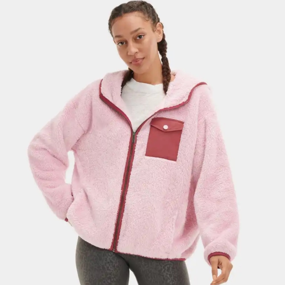 Ugg Kadence Fluffy Sherpa Oversized Relaxed Fit Hooded Teddy Jacket